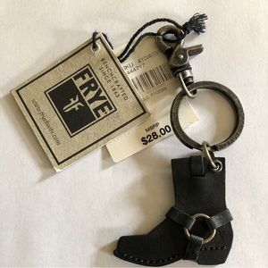 Frye Black Leather Harness Boot Keychain - NWT